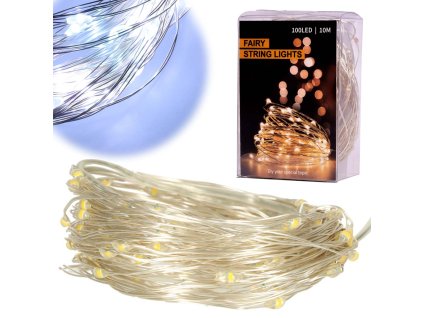 Lampki LED druciki dekoracyjne 10m 100LED zimny bialy 148241