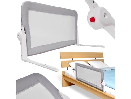 Barierka ochronna bramka oslonka do lozka 150cm szara 103165(2)