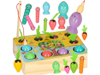 Gra drewniana montessori lowienie rybek marchewki robaczki 169165