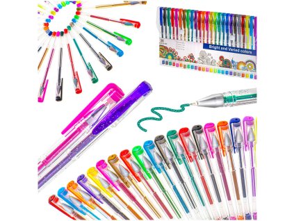 Dlugopisy zelowe kolorowe brokatowe zestaw 25szt 175833