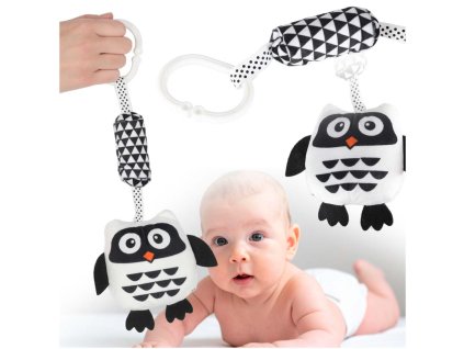 Grzechotka zawieszka sensoryczna kontrastowa sowa 176830