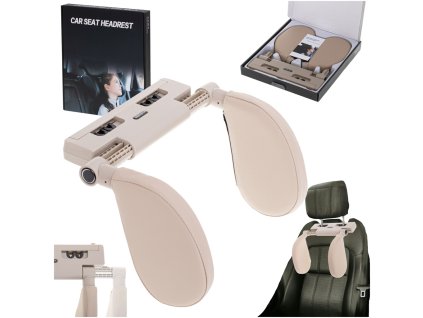 Zaglowek samochodowy poduszka podrozna oparcie na glowe szyje do samochodu regulowane bezowy 167651