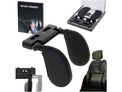 Zaglowek samochodowy poduszka podrozna oparcie na glowe szyje do samochodu regulowane czarny 167650