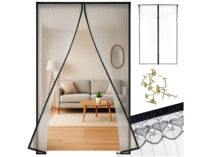Moskitiera siatka magnetyczna na drzwi 110x220cm CZARNA 173426