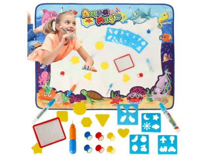 Mata wodna do malowania rysowania woda XXL pieczatki szablony zestaw 100 x 80 cm 168085