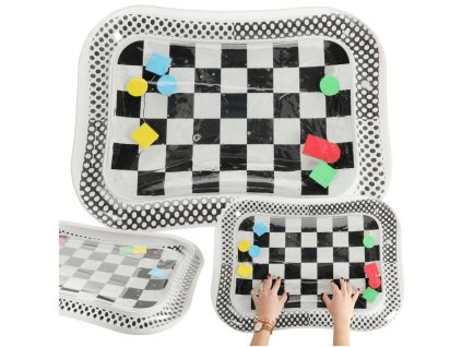 Mata wodna sensoryczna dmuchana dla niemowlat czarno biala szachownica XXL 65x50 cm 158359
