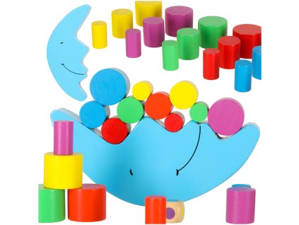 Gra zrecznosciowa montessori ukladanka balansujaca klocki drewniane ksiezyc 168520