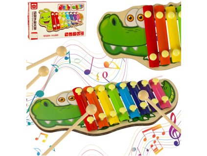 Cymbalki drewniane kolorowe dla dzieci szkolne edukacyjne palki paleczki krokodyl 168664
