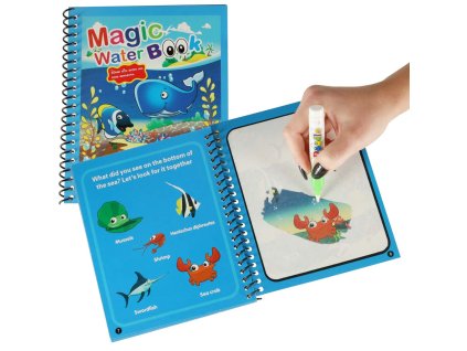 Ksiazeczka wodna z mazakiem zwierzeta morskie niebieska 144843