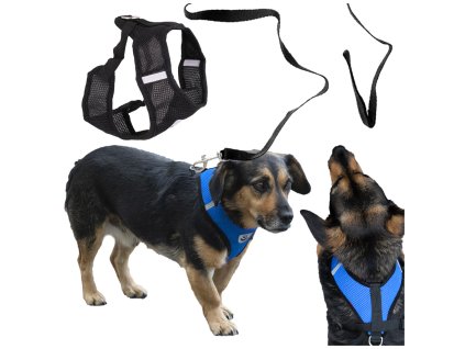 Szelki bezuciskowe spacerowe regulowane odblask dla psa kota smycz rozmiar XL 171265