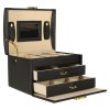 Szkatulka kuferek na bizuterie z szufladami czarna 172364