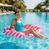 Materac dmuchany plazowy hamak wodny lezak fotel krzeslo do plywania basenu rozowy 178572