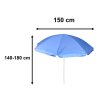 Parasol ogrodowy plazowy regulowany lamany skladany UV 150cm niebieski 171429