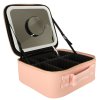 Kosmetyczka organizer na kosmetyki bizuterie kuferek z lusterkiem 10 krotne powiekszenie rozowy 149876
