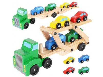 Dřevěný nákladní automobil - odtahovka + souprava aut