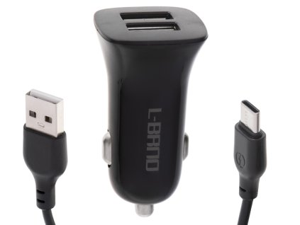 Nabíječka do auta L-BRNO Dual USB + Type-c černá