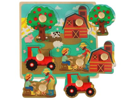 Dřevěné puzzle farma