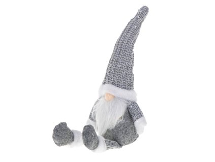 Vánoční trpaslík s vousy šedý 47cm