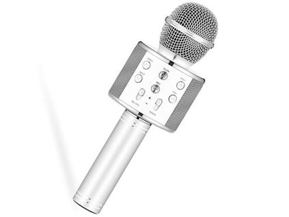 Bezdrátový karaoke mikrofon WS-858 - Stříbrný