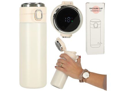 Termohrnek 420 ml s LED displejem teploty a náustkem, béžový