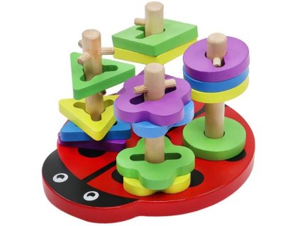 Dřevěné navlékací puzzle - beruška