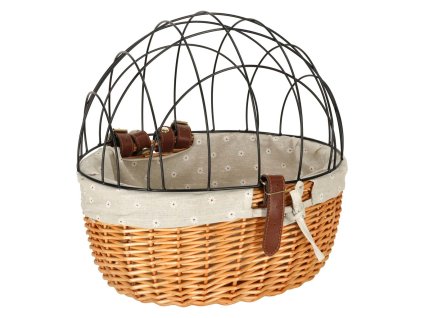 Ratanový košík na kolo s kovovým rámem