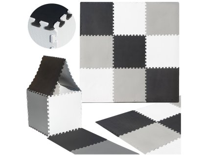 Pěnové puzzle dětská podložka 180x180cm 9 dílků šedo-krémová