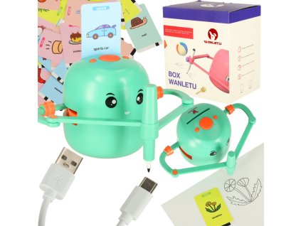 Vzdělávací kreslící robot, který se učí psát zeleně