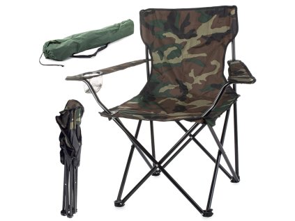 Velká rybářská turistická židle s obalem - camo vzor