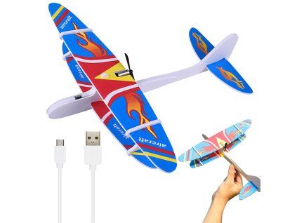 59444 polystyrenove osvetlene letadlo kluzak na usb modre