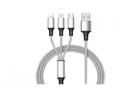 Nabíjecí kabel 3v1 USB-C, micro USB a Lightning, 1,2 m