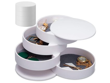 Kulatý výsuvný organizér na šperky - bílý