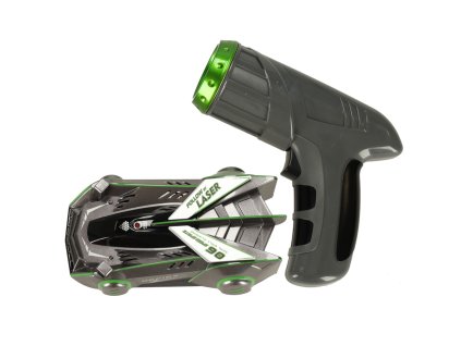 RC laserem řízené auto jezdící po zdi na laserové šedi
