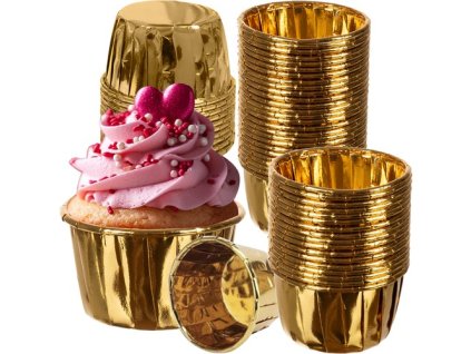 Zlaté košíčky na muffiny - sada 50 ks