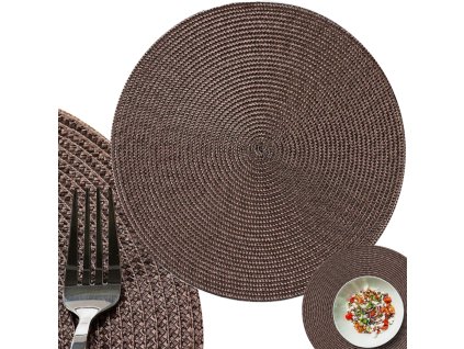 63423 kulate pletene prostirani na kuchynsky stul hneda