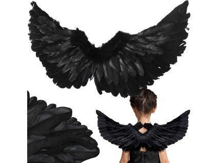 63600 halloween kostym cerna kridla 60x25 cm