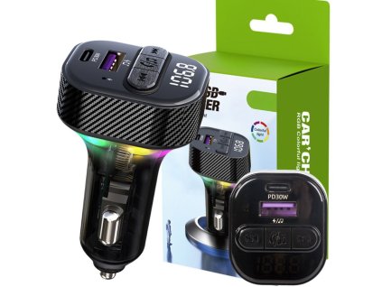 eng pl Car transmitter fm mp3 wma usb a usb c 30w bluetooth 5 3 led qc 3 0 6120 1