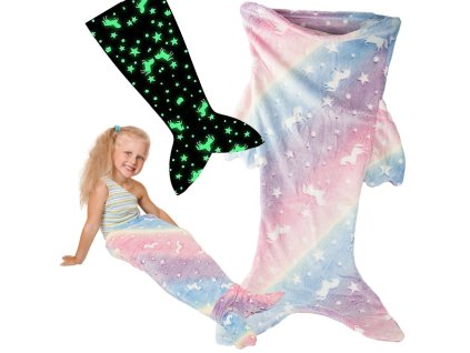 66111 hrejiva deka a spaci pytel v designu morske panny se sviticimi prvky barevna