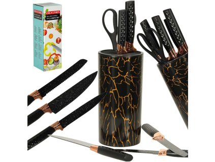 Sada kuchyňských nožů a nůžek s mramorovým stojanem BASIC – elegantní nástroj pro každou kuchyni