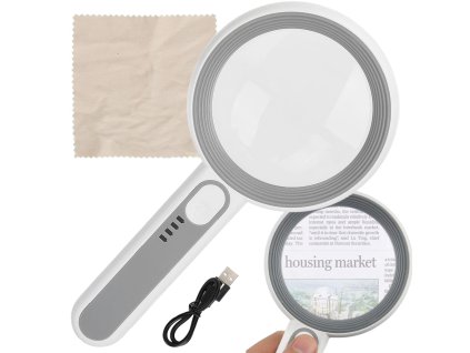 69604 2 eng pl illuminated reading glass magnifying glass 5 12x with led lighting 7012 3