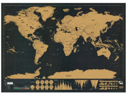 Stírací mapa světa XL - velký nástěnný plakát s fólií pro zaznamenání navštívených zemí