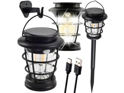 Solární kempování lucerna vedla zahradní lucerna usb soumrak pohybový senzor