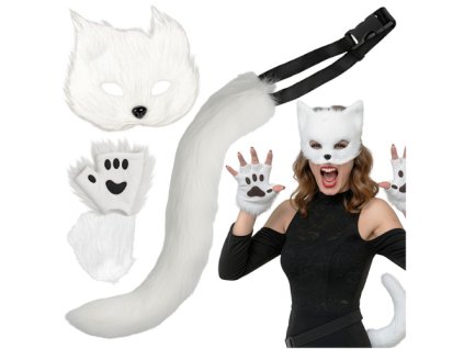 4dílný kostým kočky/lišky, bílý, Ruhhy 26249
