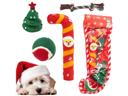 Sada hraček pro psy žvýkačky pro psy 4 ks mix dárková hračka vánoce