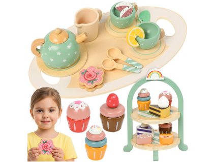 Dětská čajová sada + stojan na dort Kruzzel 26418