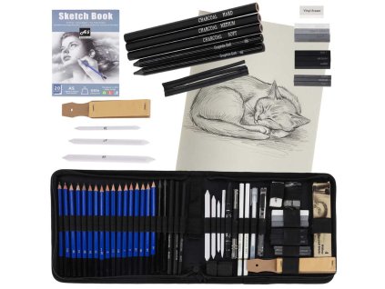 Olowki do szkicowania rysowania zestaw plastyczny 54 elementy 179668