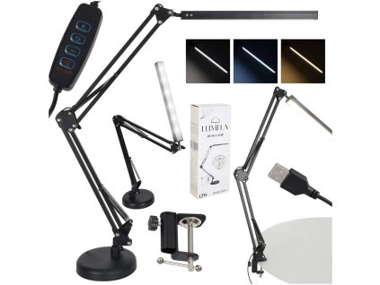 Lampka na biurko biurkowa LED USB obrotowy wysiegnik 2 sposoby mocowania 176486