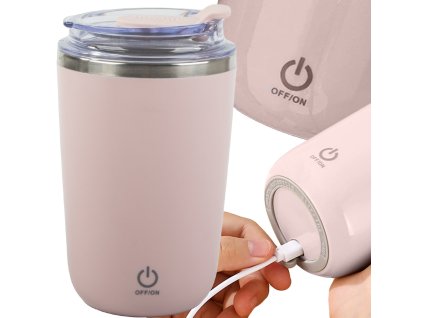 Samomíchací hrnek 350 ml ocelový termos na studené a horké nápoje usb šňůrka