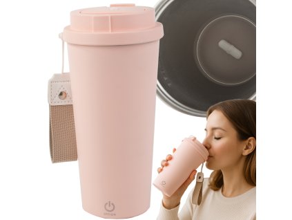 Samomíchací hrnek 350 ml ocelová termoska na studené a horké nápoje usb šňůrka