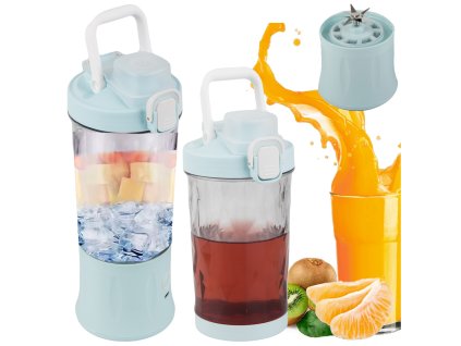 Přenosný bezdrátový USB mixér na smoothie, drtič ledu, modrý